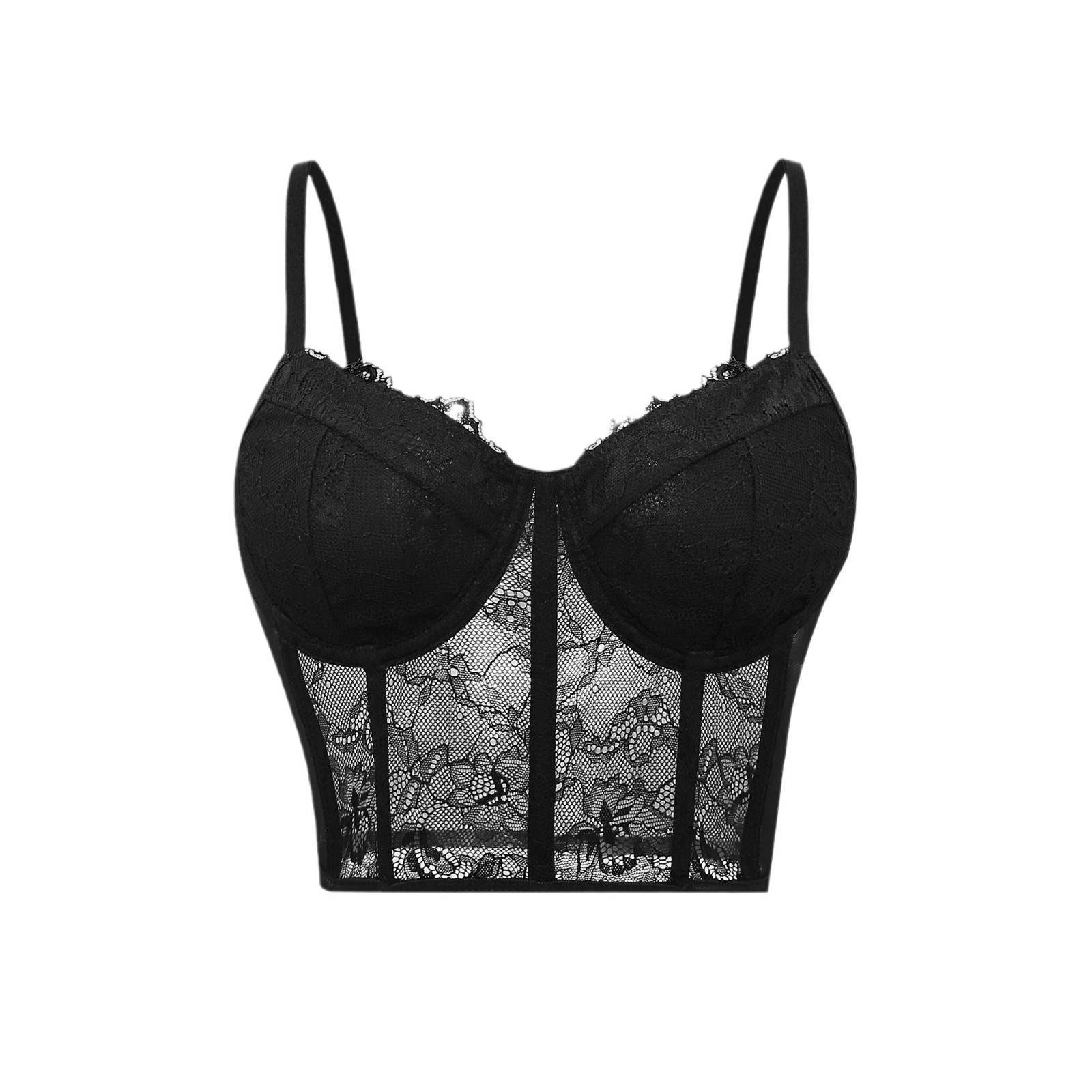 Sexy Black Semi Transparent Br - Sheer Mesh Bra review and price