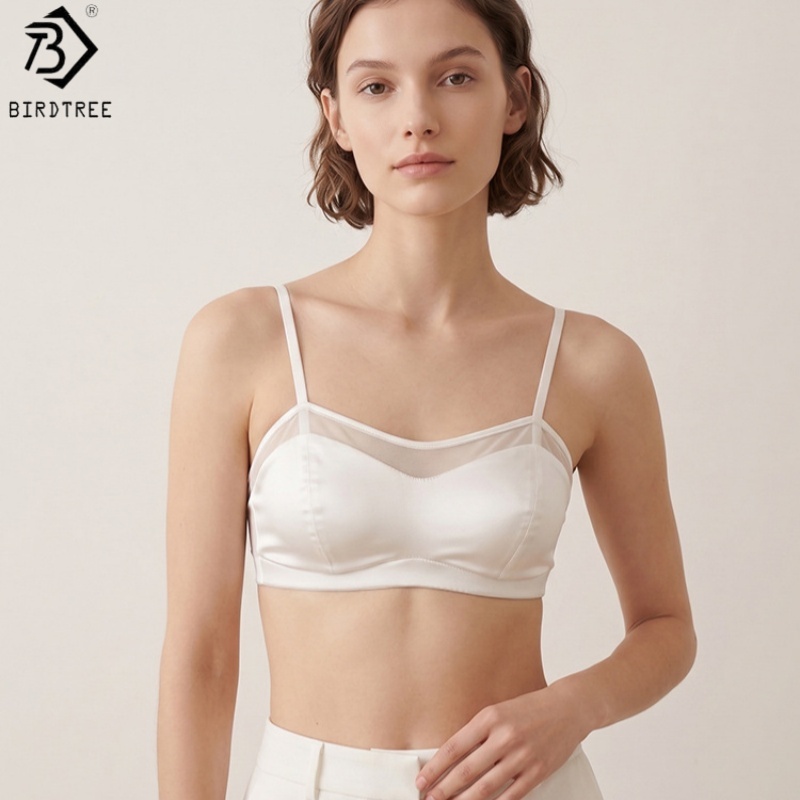 Birdtree, 19MM 93% Real Silk 7 - Sheer Mesh Bra review and price